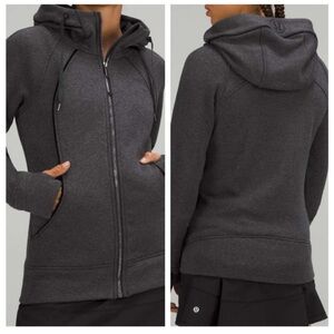 Lululemon Scuba Hoodie Plush; Heathered core black/black; Size 6; NWT
